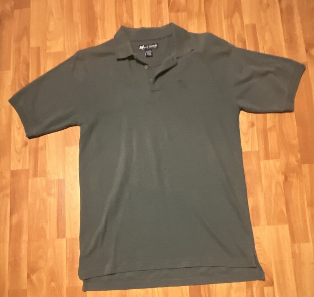 Big Dogs Men's Ribbed Polo Shirt Green XL Regular Fit Solid Short Sleeve Knit